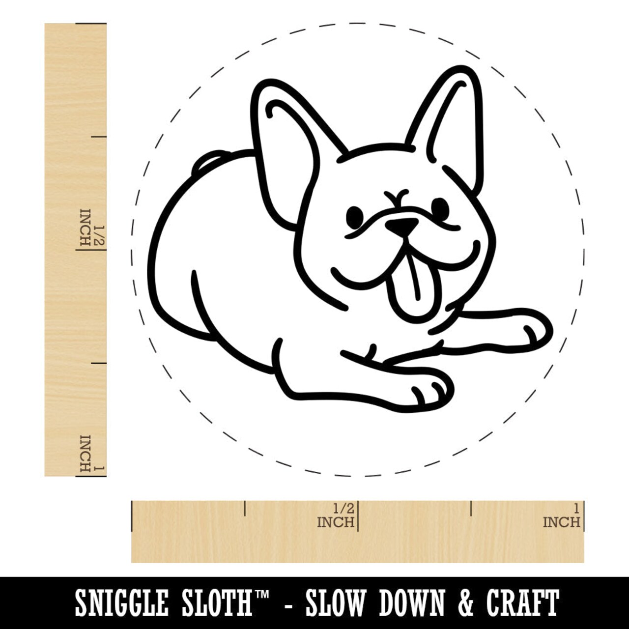 Frenchie Laying Down French Bulldog Dog Rubber Stamp for Stamping Crafting Planners